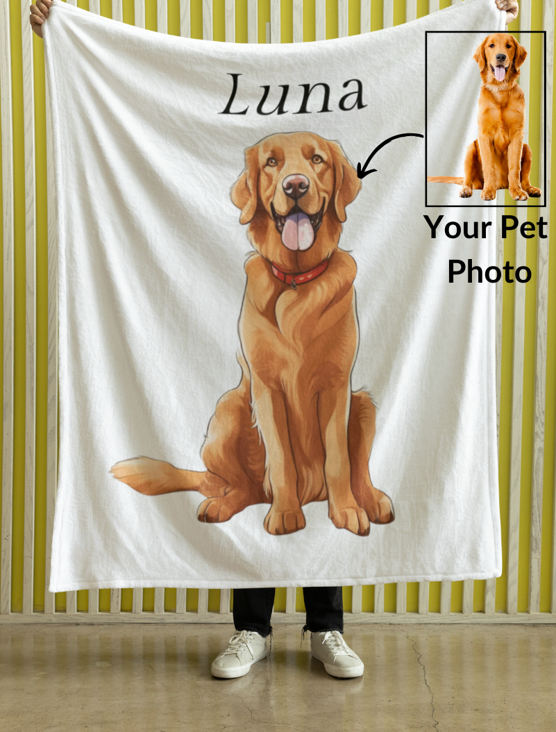 Personalized Pet Blanket: Custom Photo Throw - Name and Face Personalization, Ideal Pet Lovers Gift