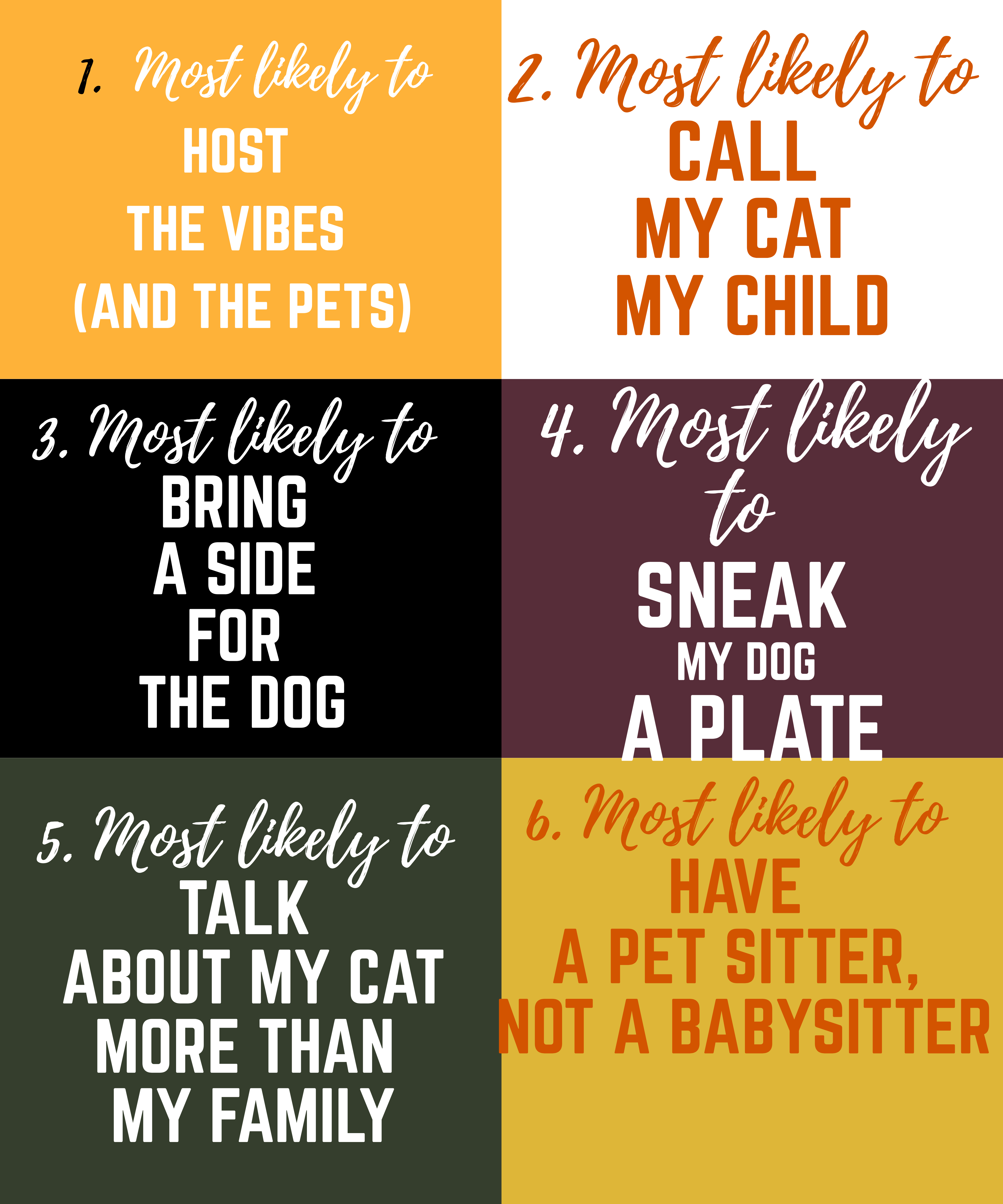 Most Likely To…” Thanksgiving/Friendsgiving Pet Lover Tee T-Shirt