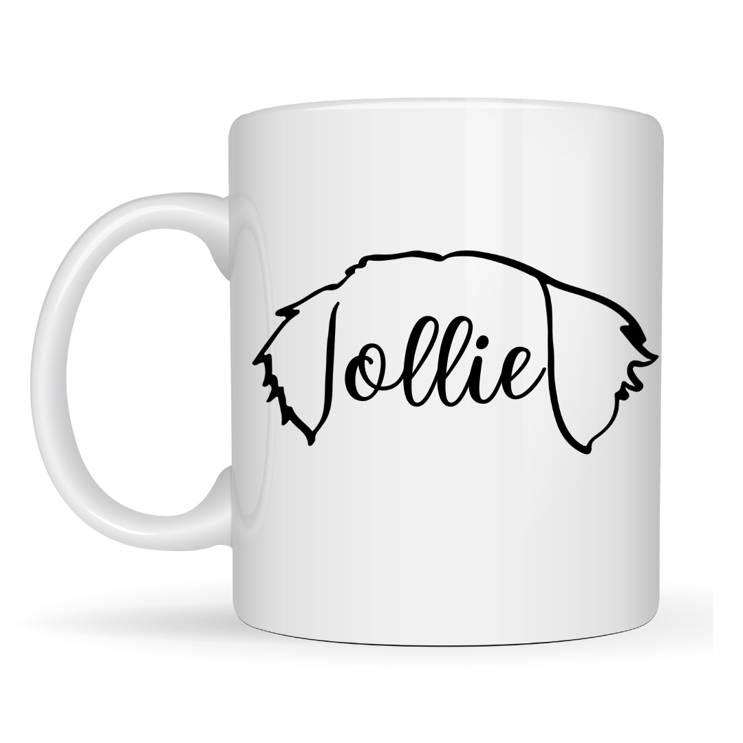 Personalized Pet Ear Ceramic Mug - Classic White (11oz)