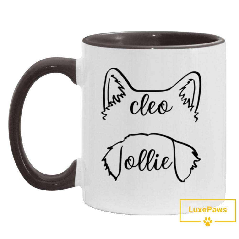 Personalized Pet Ear Ceramic Mug - Accent Color (11oz)