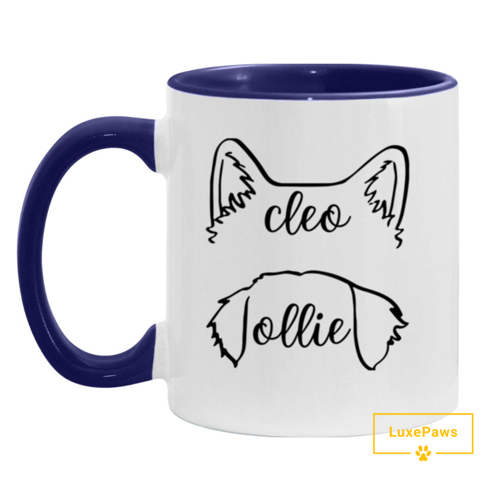 Personalized Pet Ear Ceramic Mug - Accent Color (11oz)