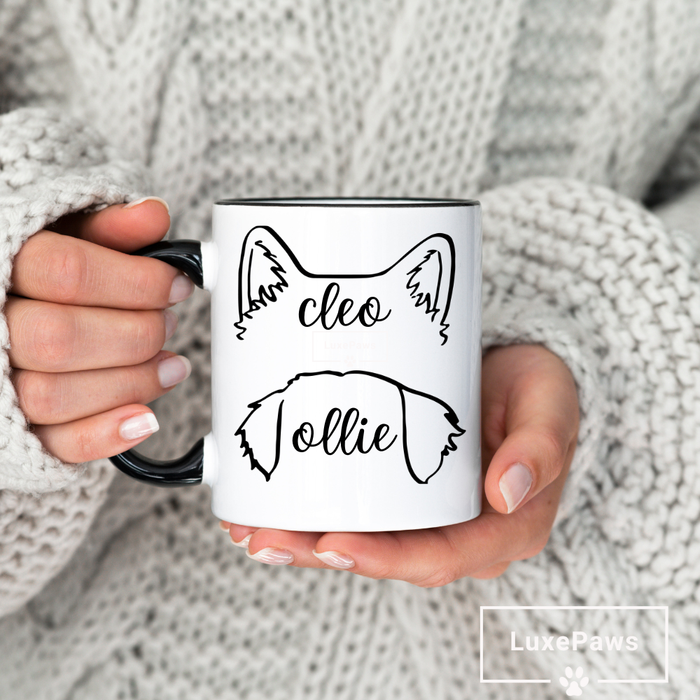 Personalized Pet Ear Ceramic Mug - Accent Color (11oz)