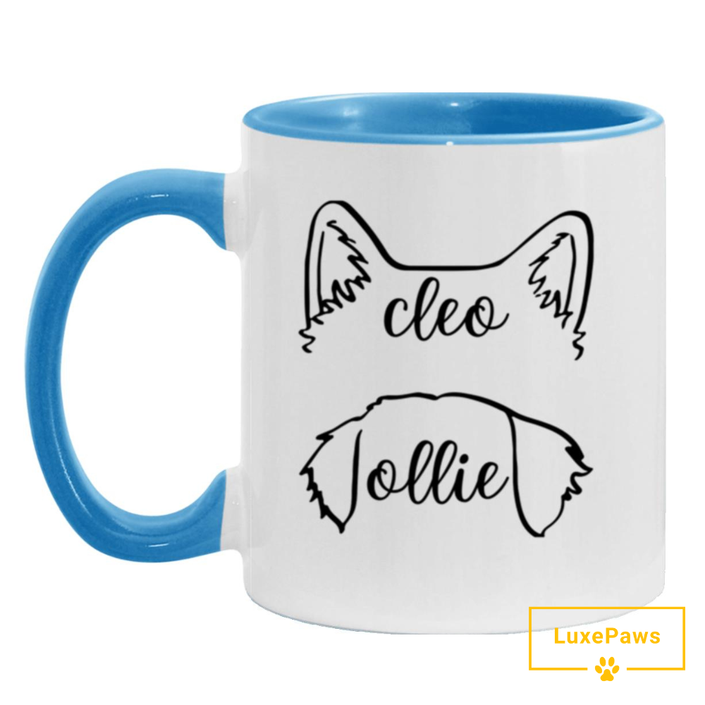 Personalized Pet Ear Ceramic Mug - Accent Color (11oz)