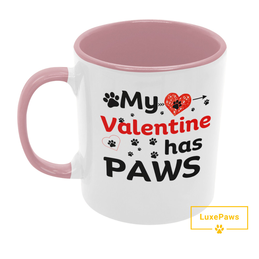 My Valentine has Paws Accent Mug 11oz.