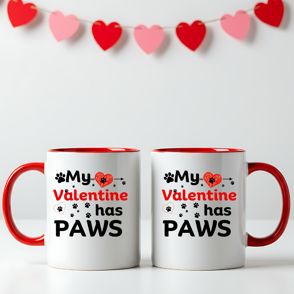 My Valentine has Paws Accent Mug 11oz.