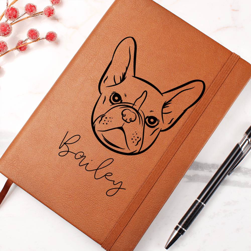Personalized Pet Inspired Graphic Leather Journal with Name