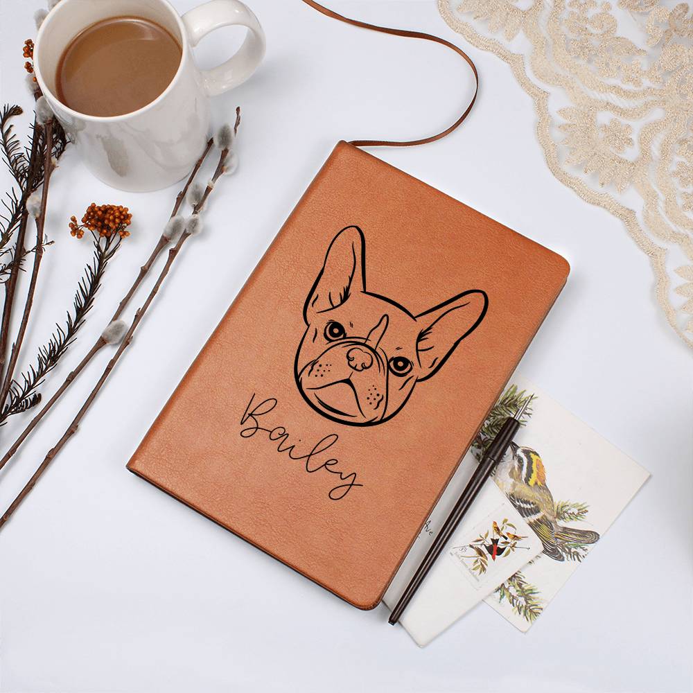 Personalized Pet Inspired Graphic Leather Journal with Name