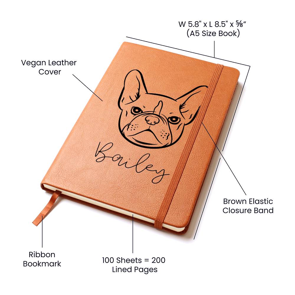 Personalized Pet Inspired Graphic Leather Journal with Name