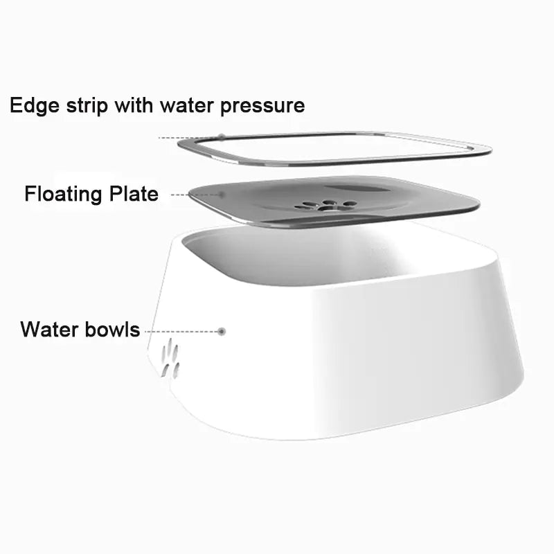 Pet Floating Water Bowl, Non-Slip, Anti-Spill, Slow Feeder